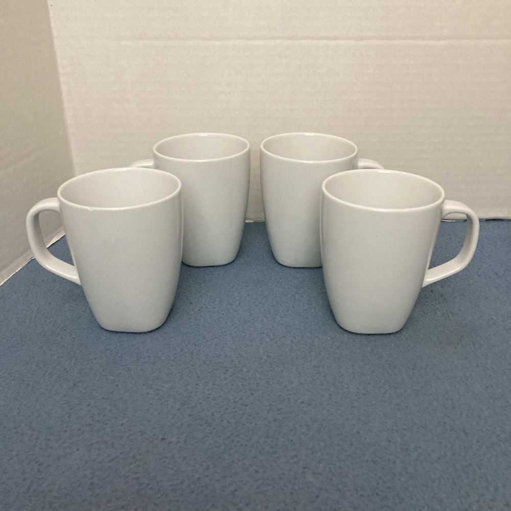 Ikea 365+ Susan Pryke White Square Bottom Coffee/Tea Mugs (21986) - Set of 4